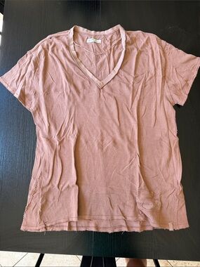 Washed Mauve V-Neck Women's Top
